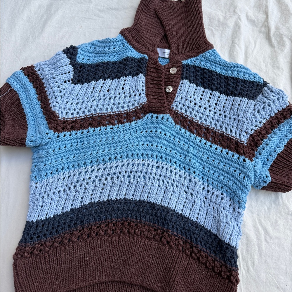 Zara Brown and Blue Knit Sweater